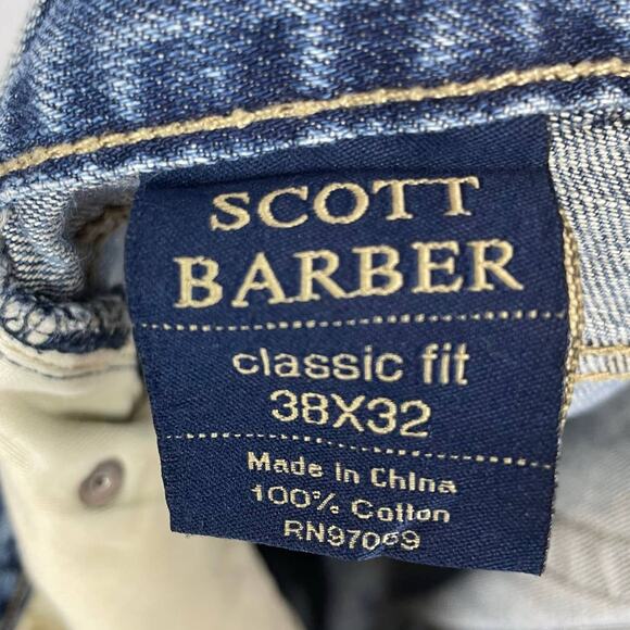 Scott Barber Jeans Size 38 X 32 Classic Fit Blue Denim Mid Rise Straight Leg - Picture 2 of 9